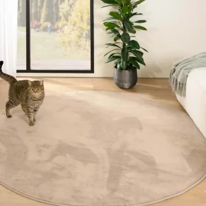 Finale Uitverkoop Rond zacht vloerkleed – Plush beige Black Friday-33%