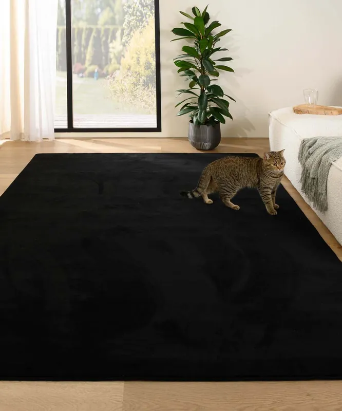 Beperkt Aanbod Zacht vloerkleed – Plush zwart Black Friday-40%