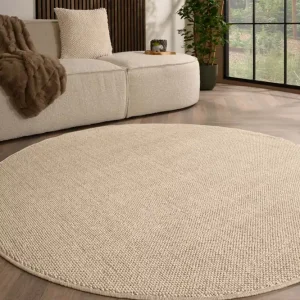 Bestel Nu Rond laagpolig vloerkleed – Loom crème Black Friday-30%