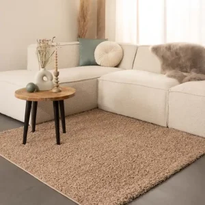 Authentiek Vierkant hoogpolig vloerkleed shaggy Trend effen – beige Black Friday-56%