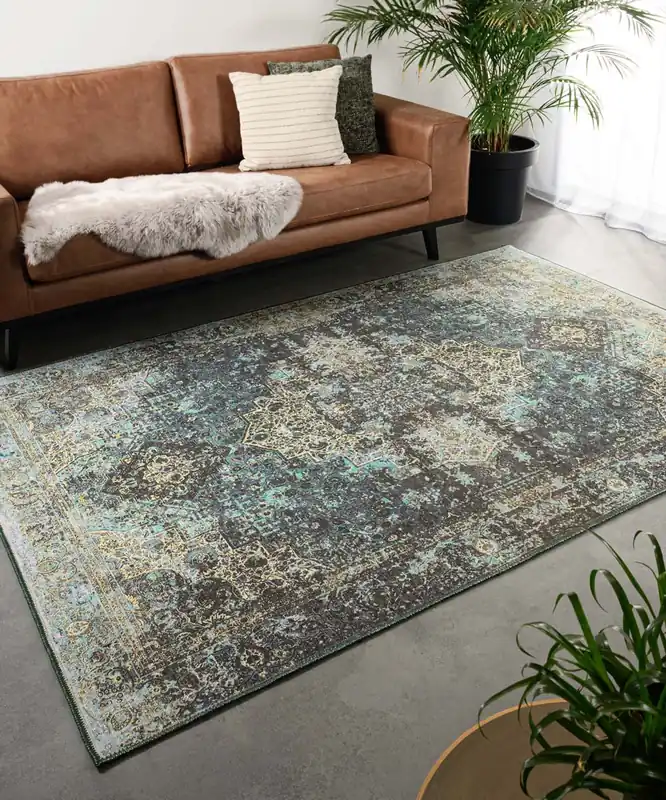 Beperkte Voorraad Vintage vloerkleed – Fade No.2 groen Black Friday-40%