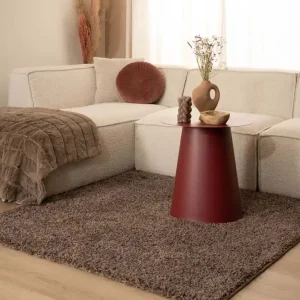 Vierkant hoogpolig vloerkleed shaggy Trend effen – taupe    Black Friday-47% Authentiek