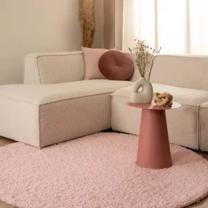 Beperkte Voorraad Hoogpolig vloerkleed shaggy Trend effen rond – lichtroze -50%