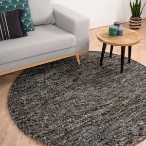 Rond wollen vloerkleed Lett – grijs/bruin Black Friday-38% Fabrieksprijs