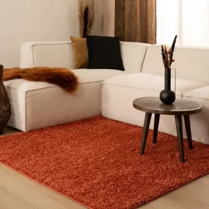Origineel Vierkant hoogpolig vloerkleed shaggy Trend effen – terracotta Black Friday-64%