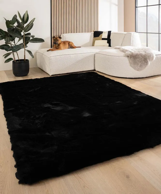 Fluffy vloerkleed – Comfy Deluxe zwart Black Friday-46% Snelle Levering