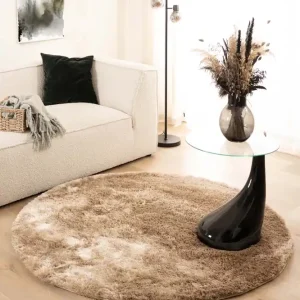 Meest Verkocht Rond shaggy vloerkleed – Spark beige Black Friday-60%