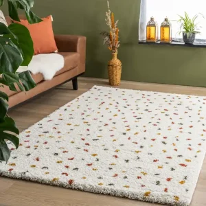 Modern Hoogpolig vloerkleed stippen Artisan – wit/multi Black Friday-40%