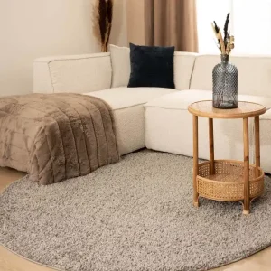 Hoogpolig vloerkleed shaggy Trend effen rond – lichtgrijs    -50% Origineel