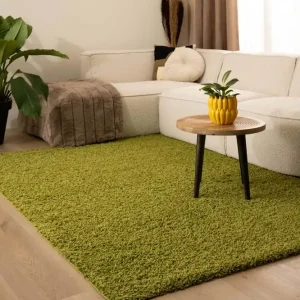 Hoogpolig vloerkleed shaggy Trend effen – groen    -67% Handgemaakt