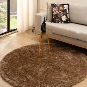 Budget Rond hoogpolig vloerkleed velvet – Posh bruin    Black Friday-46%