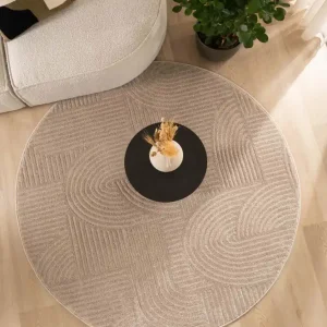 Rond vloerkleed Scandinavisch – Contour Bend beige Black Friday-77% Exclusief