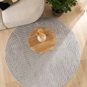 Hoge Kwaliteit Rond vloerkleed Scandinavisch – Contour Curve grijs    Black Friday-66%