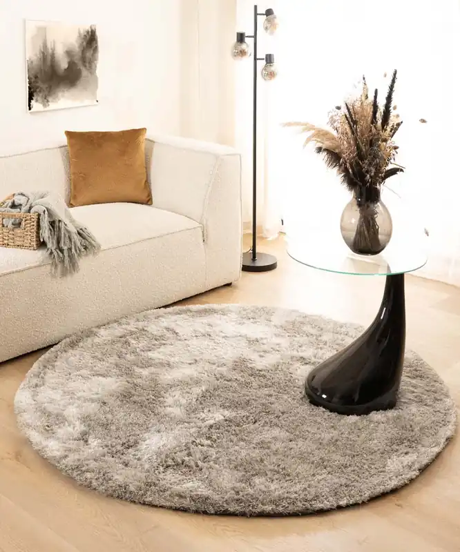 Gratis Verzending Rond shaggy vloerkleed – Spark zilver Black Friday-60%