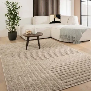 Ambachtelijk Scandinavisch vloerkleed – Arc Edge beige Black Friday-70%