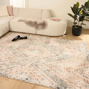 Bohemian vloerkleed – Fancy Riya roze/groen Black Friday-71% Laatste Kans