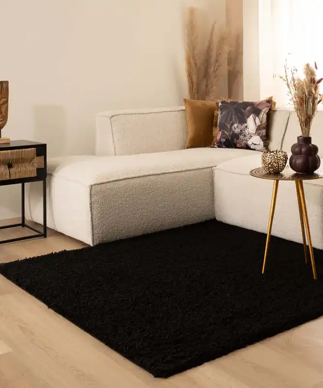 Veilige Betaling Vierkant hoogpolig vloerkleed shaggy Trend effen – zwart -47%