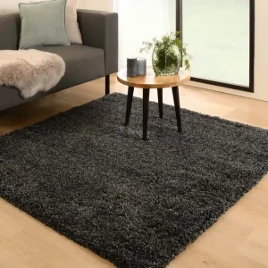 Luxe Vierkant hoogpolig vloerkleed – Cozy Shaggy – antraciet Black Friday-45%