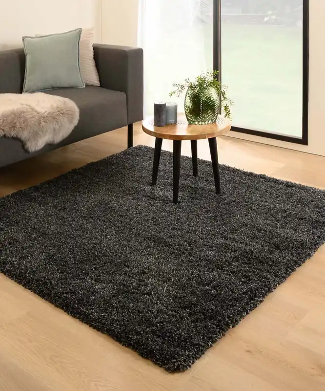Luxe Vierkant hoogpolig vloerkleed – Cozy Shaggy – antraciet Black Friday-45%