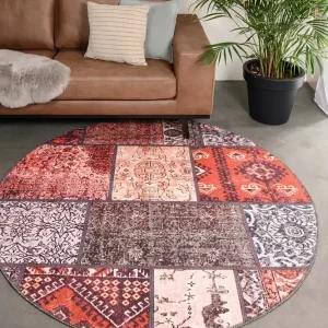 Gratis Retour Rond patchwork vloerkleed – Fade No.1 rood/multi    Black Friday-48%