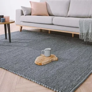 Wollen vloerkleed Lett – staalblauw    Black Friday-42% Finale Uitverkoop