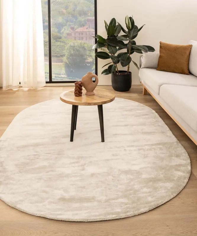 Gereduceerde Prijs Viscose vloerkleed ovaal – Pearl ivoor Black Friday-36%