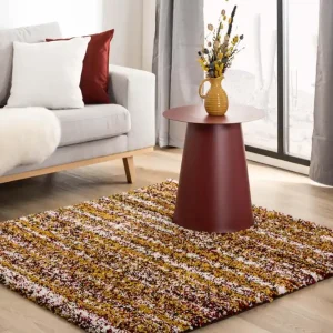 Koopje Vierkant hoogpolig vloerkleed strepen Artisan – multi/okergeel Black Friday-37%