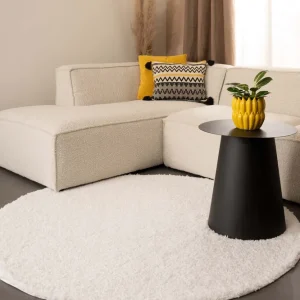 Origineel Rond hoogpolig vloerkleed shaggy Trend effen – wit -70%