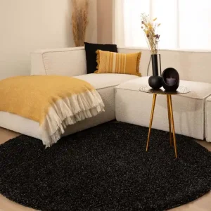 Hoogpolig vloerkleed shaggy Trend effen rond – antraciet    -70% Goedkoop