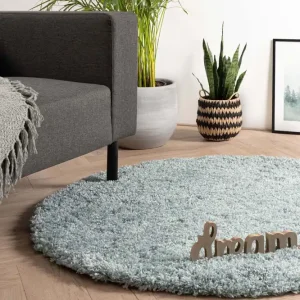 Rond hoogpolig vloerkleed – Cozy Shaggy – lichtblauw -73% Hete Deal