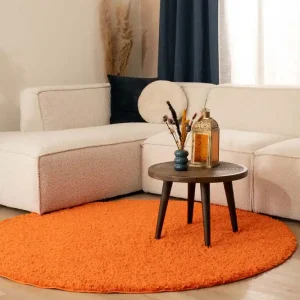 Meest Verkocht Rond hoogpolig vloerkleed shaggy Trend effen – oranje -50%