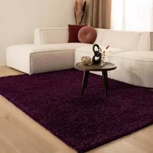 Hoogpolig vloerkleed shaggy Trend effen – paars    -67% Op = Op