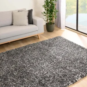 Lage Kosten Hoogpolig vloerkleed gemêleerd- Blend zwart/grijs Black Friday-40%