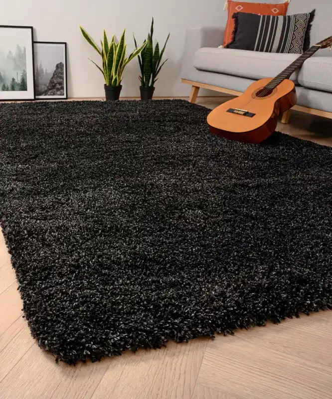 Express Levering Hoogpolig vloerkleed shaggy Grand effen – antraciet -60%