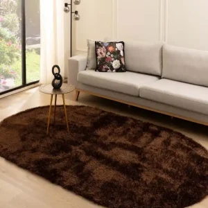 Lage Prijs Ovaal hoogpolig vloerkleed velvet – Posh donkerbruin Black Friday-39%