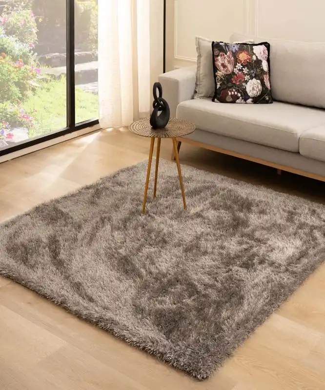 Gecertificeerd Vierkant hoogpolig vloerkleed velvet – Posh grijs Black Friday-44%
