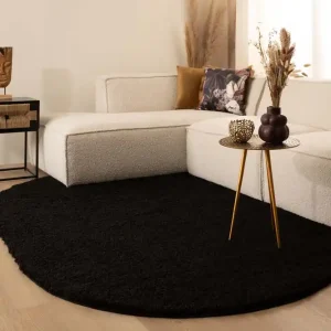 Ovaal hoogpolig vloerkleed shaggy Trend effen – zwart    -67% Bestseller
