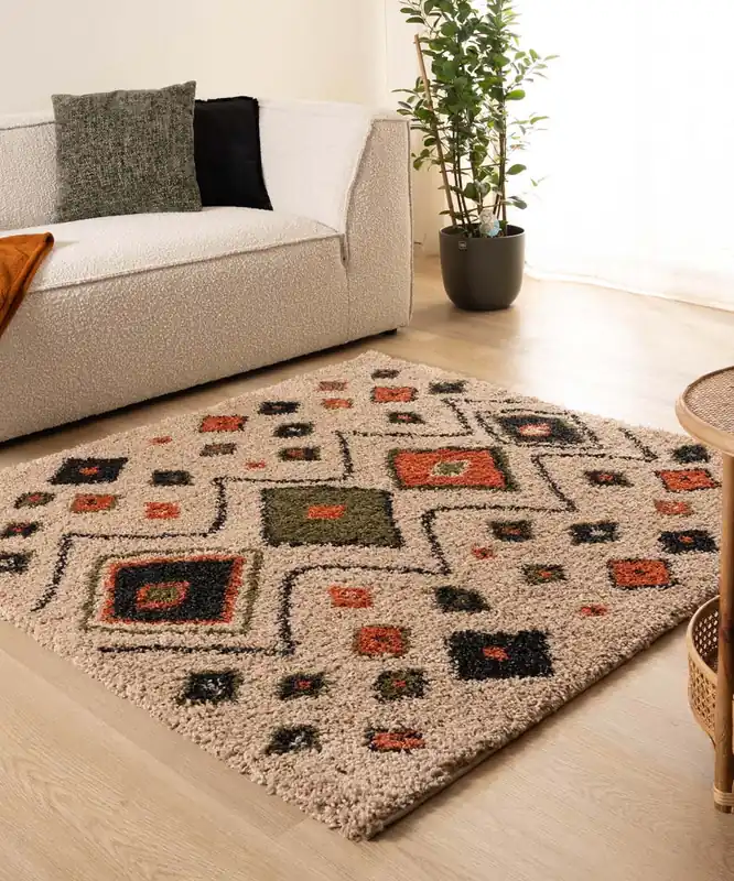 Topkwaliteit Vierkant hoogpolig vloerkleed bohemian Artisan – beige/multi Black Friday-37%