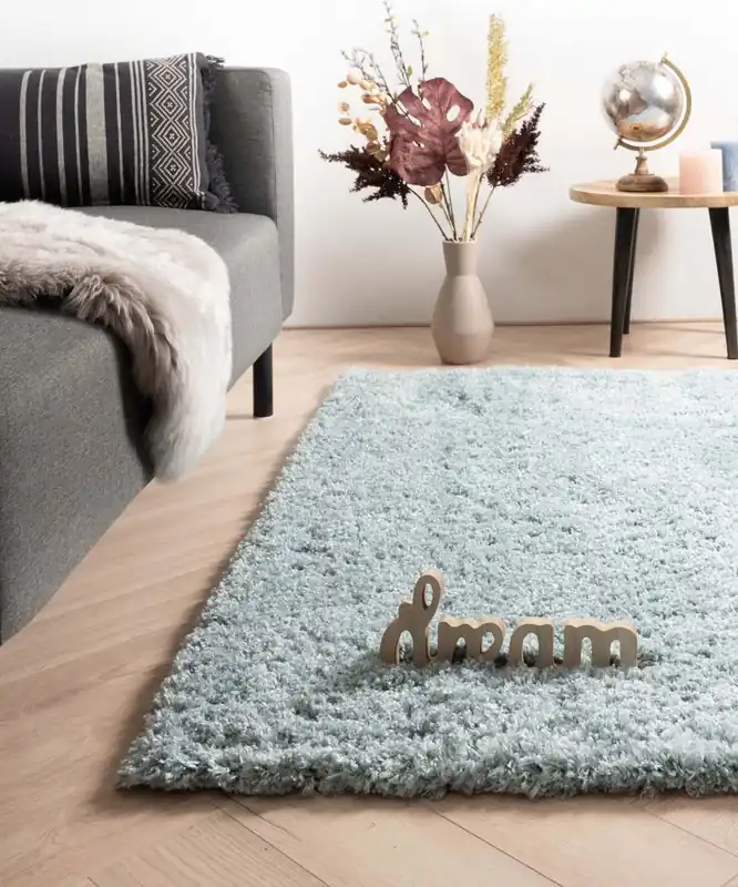 Hoogpolig vloerkleed – Cozy Shaggy – lichtblauw -44% Dagaanbieding