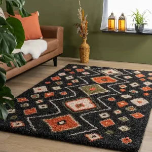 Trendy Hoogpolig vloerkleed bohemian Artisan – antraciet/multi    Black Friday-60%
