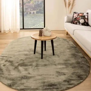 Viscose vloerkleed ovaal – Glamour olijfgroen Black Friday-33% Gecertificeerd