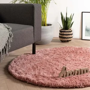 Rond hoogpolig vloerkleed – Cozy Shaggy – roze -56% Bulkbestelling