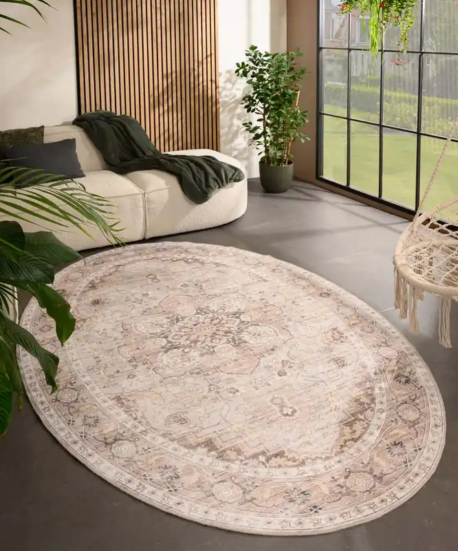 Exclusieve Aanbieding Buitenkleed ovaal Vintage – Valenca Fino lichtgrijs/beige Black Friday-35%
