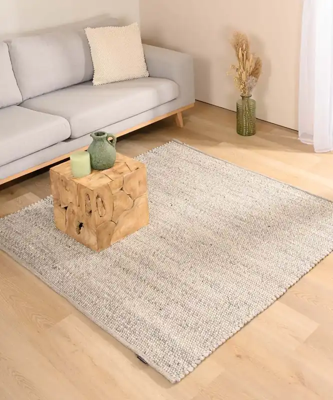 Wollen vloerkleed vierkant – Lett lichtgrijs Black Friday-38% Bulkbestelling