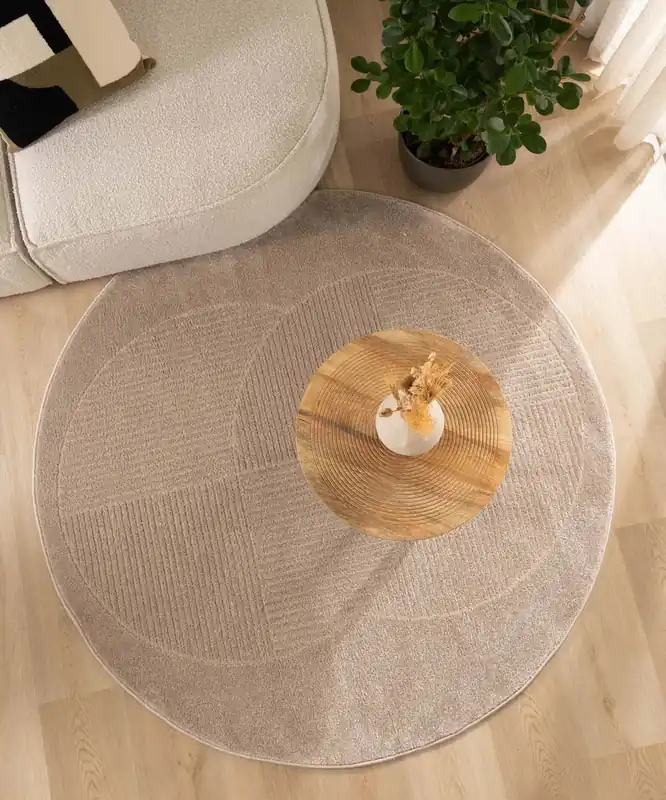 Luxe Rond vloerkleed Scandinavisch – Contour Circle beige Black Friday-77%