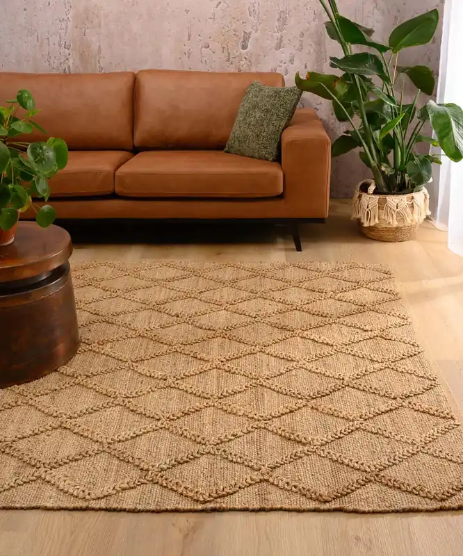 Jute vloerkleed ruiten – Forde naturel Black Friday-38% Rechtstreeks Van De Fabrikant