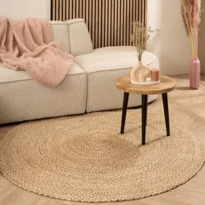Jute vloerkleed rond – Braided – naturel/multi Black Friday-38% Koop Online
