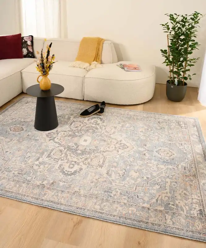 Topkwaliteit Vintage vloerkleed – Classic Bernard lichtblauw Black Friday-67%