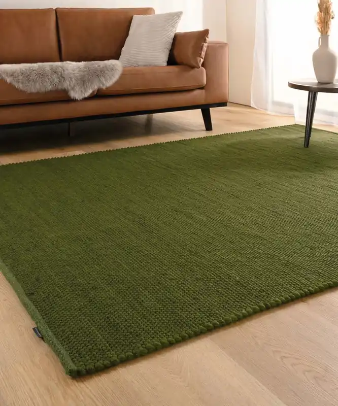 Wollen vloerkleed Lett – groen Black Friday-42% Laatste Versie