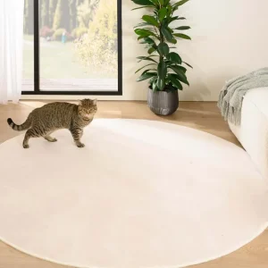 Modern Rond zacht vloerkleed – Plush crème Black Friday-33%